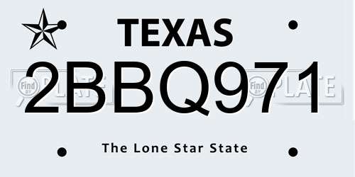 2BBQ971 Texas License Plate
