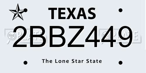 2BBZ449 Texas License Plate