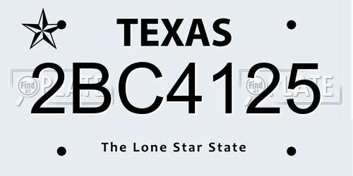 2BC4125 Texas License Plate