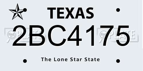2BC4175 Texas License Plate