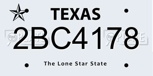 2BC4178 Texas License Plate