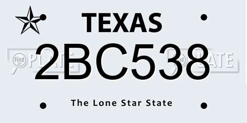 2BC538 Texas License Plate