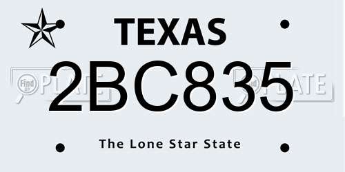 2BC835 Texas License Plate