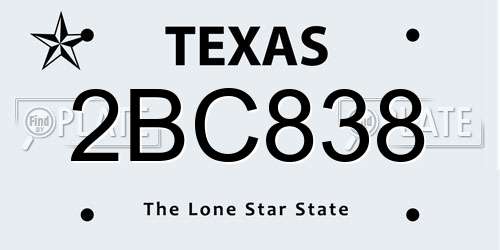 2BC838 Texas License Plate