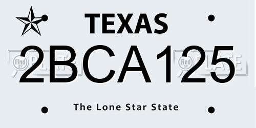 2BCA125 Texas License Plate