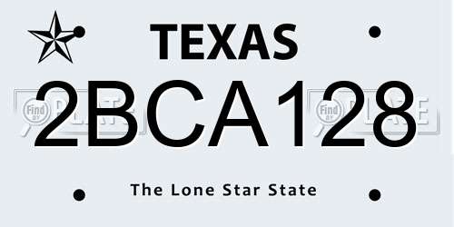 2BCA128 Texas License Plate