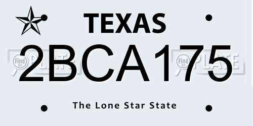 2BCA175 Texas License Plate