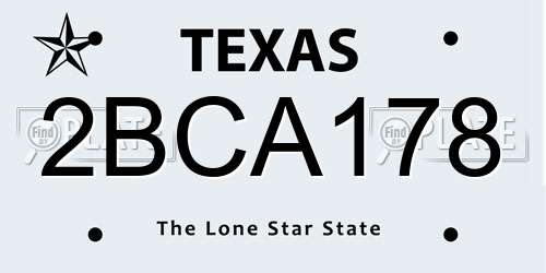 2BCA178 Texas License Plate