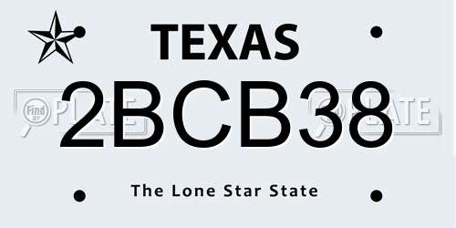 2BCB38 Texas License Plate
