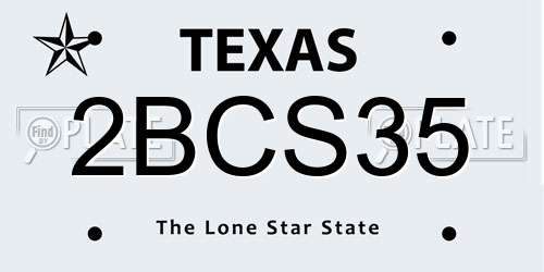 2BCS35 Texas License Plate