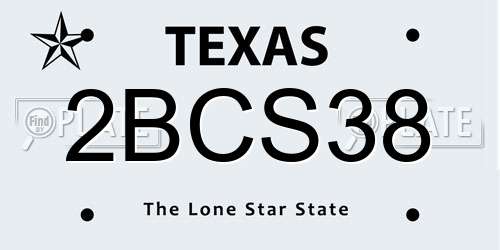 2BCS38 Texas License Plate