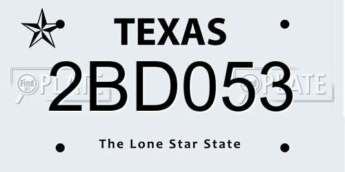 2BD053 Texas License Plate