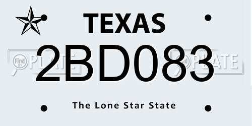 2BD083 Texas License Plate