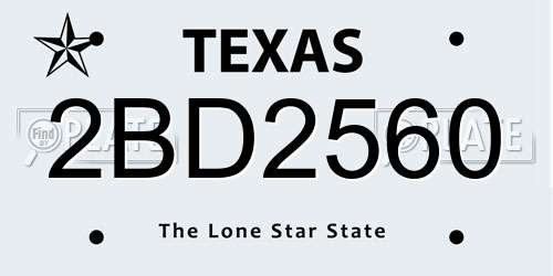 2BD2560 Texas License Plate