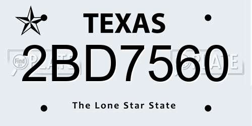2BD7560 Texas License Plate