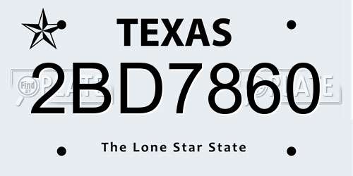 2BD7860 Texas License Plate