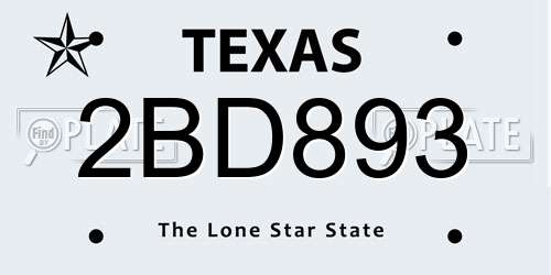 2BD893 Texas License Plate