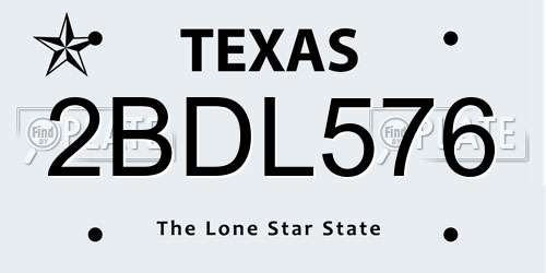 2BDL576 Texas License Plate
