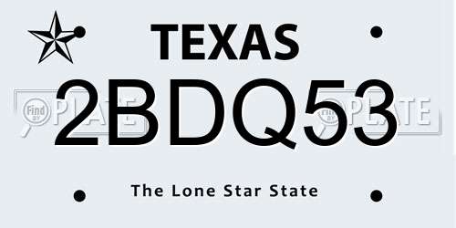 2BDQ53 Texas License Plate