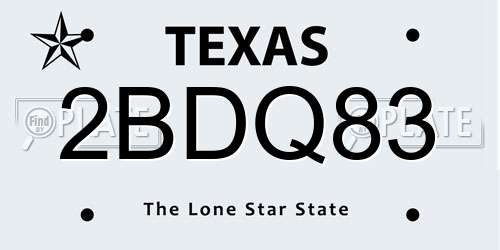 2BDQ83 Texas License Plate