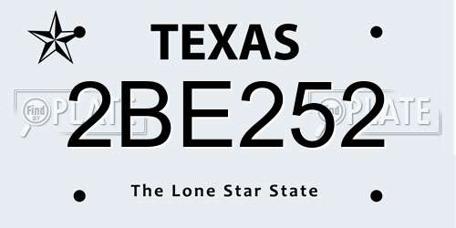 2BE252 Texas License Plate
