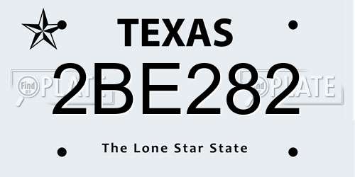 2BE282 Texas License Plate