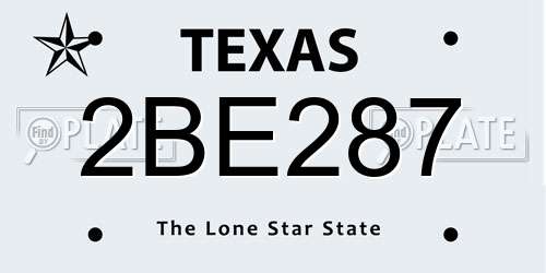 2BE287 Texas License Plate