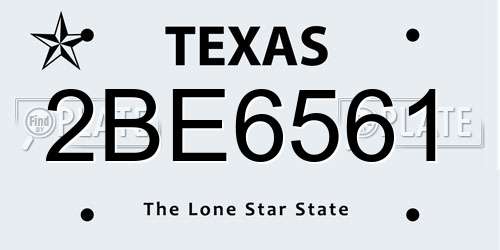 2BE6561 Texas License Plate