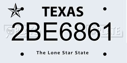 2BE6861 Texas License Plate