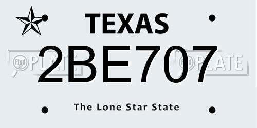 2BE707 Texas License Plate