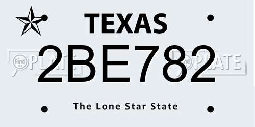 2BE782 Texas License Plate