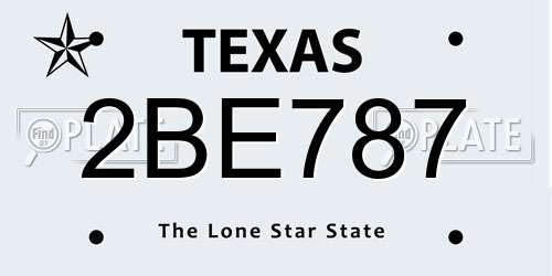 2BE787 Texas License Plate