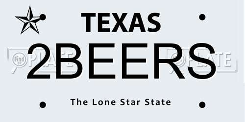 2BEERS Texas License Plate
