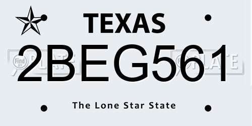 2BEG561 Texas License Plate