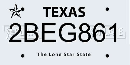 2BEG861 Texas License Plate