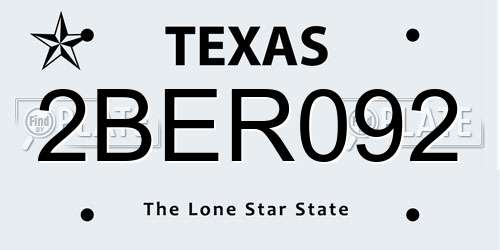 2BER092 Texas License Plate