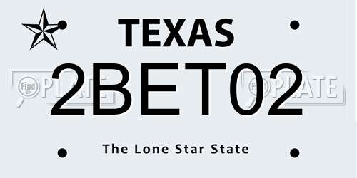2BET02 Texas License Plate