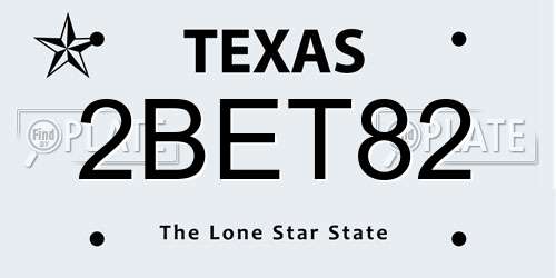 2BET82 Texas License Plate