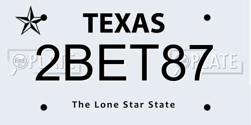 2BET87 Texas License Plate