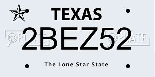 2BEZ52 Texas License Plate