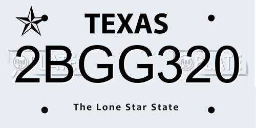 2BGG320 Texas License Plate
