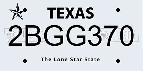 2BGG370 Texas License Plate