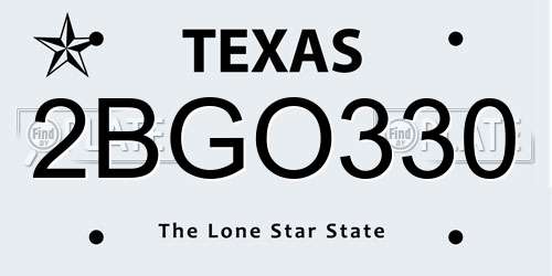 2BGO330 Texas License Plate