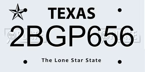 2BGP656 Texas License Plate