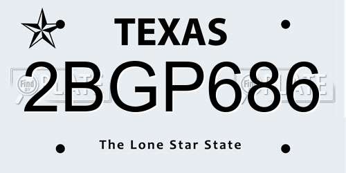 2BGP686 Texas License Plate