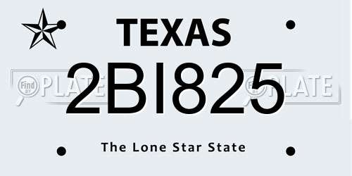 2BI825 Texas License Plate