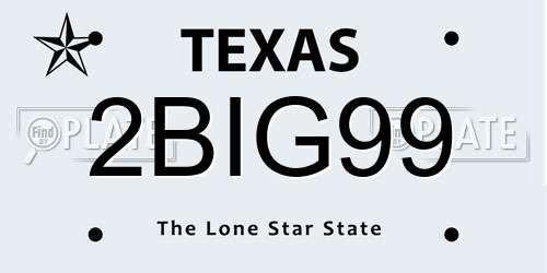 2BIG99 Texas License Plate