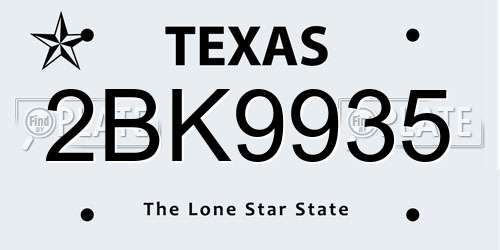 2BK9935 Texas License Plate