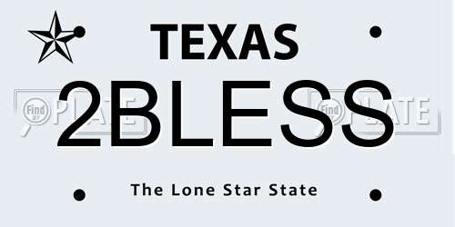 2BLESS Texas License Plate