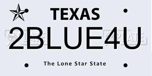 2BLUE4U Texas License Plate